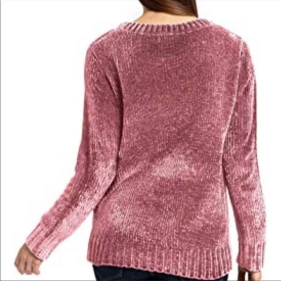 ORVIS Chenille Crewneck Sweater Pullover Pink Rose Classic Soft Warm Size L - Picture 2 of 14